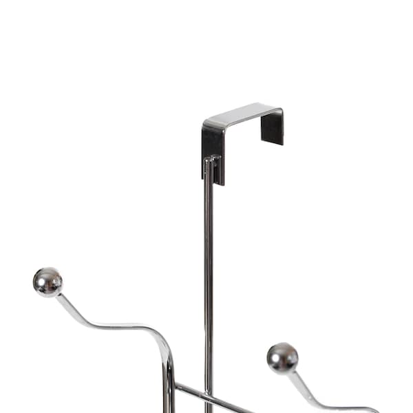 Basicwise Chrome 6 Hook Hanger Organizer, Hang Over The Door Kitchen Vanity Towel Hook, Entryway Coat Rack - QI004051