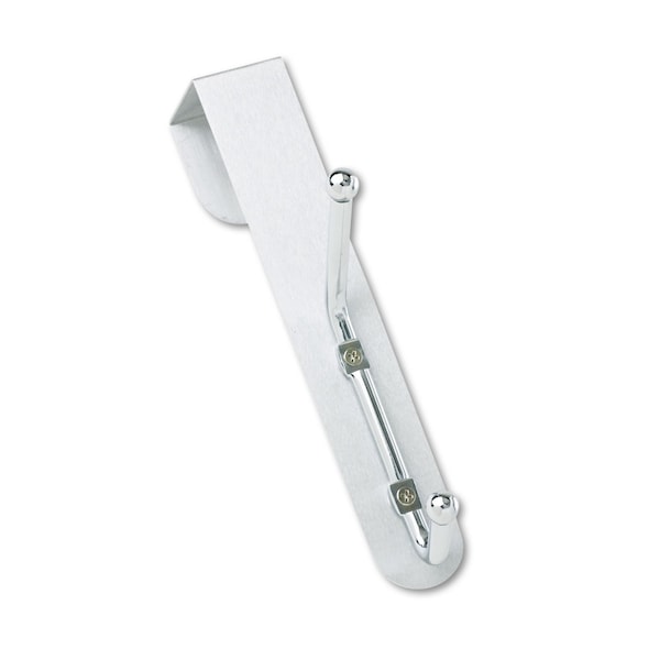 Safco Over-The-Door Double Coat Hook, Chrome-Plated Steel, Satin Alum Base - 4166