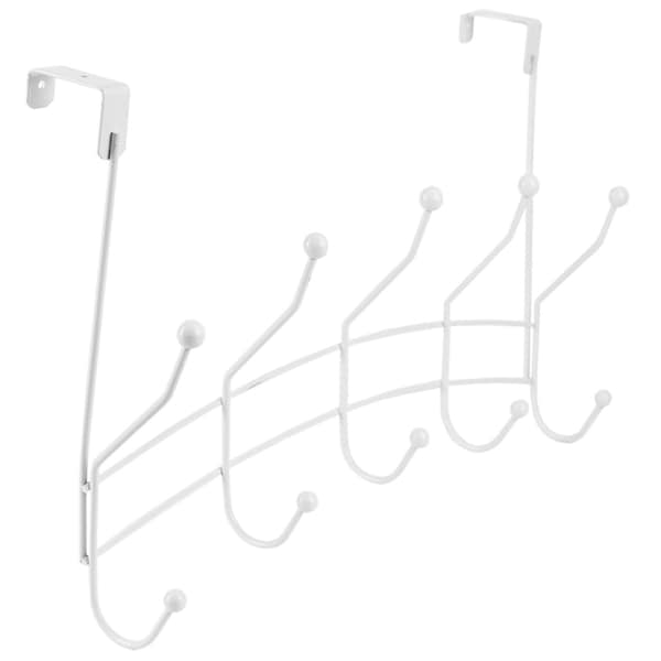 Home Basics Shelby 5 Hook Over the Door Hanging Rack, White - DH47857
