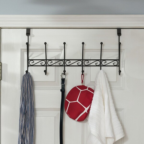 Hds Trading Steel Over the Door 6 Hook Hanging Rack, Bronze - ZOR96022