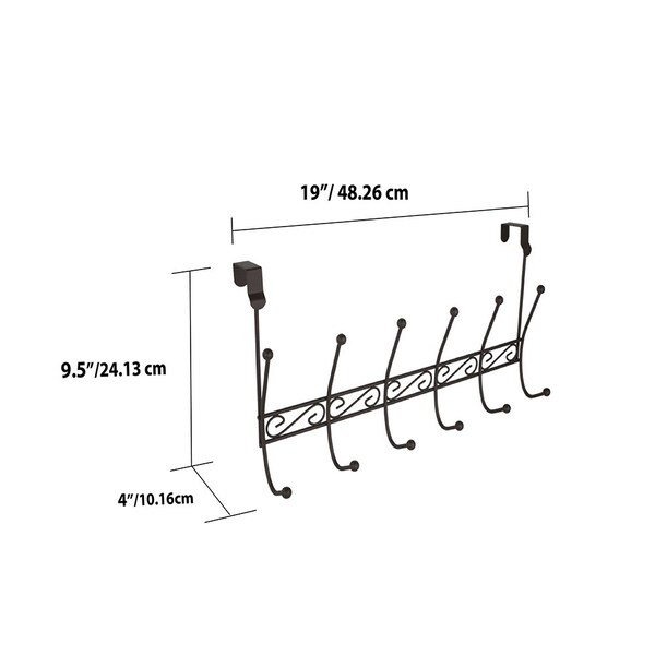 Hds Trading Steel Over the Door 6 Hook Hanging Rack, Bronze - ZOR96022
