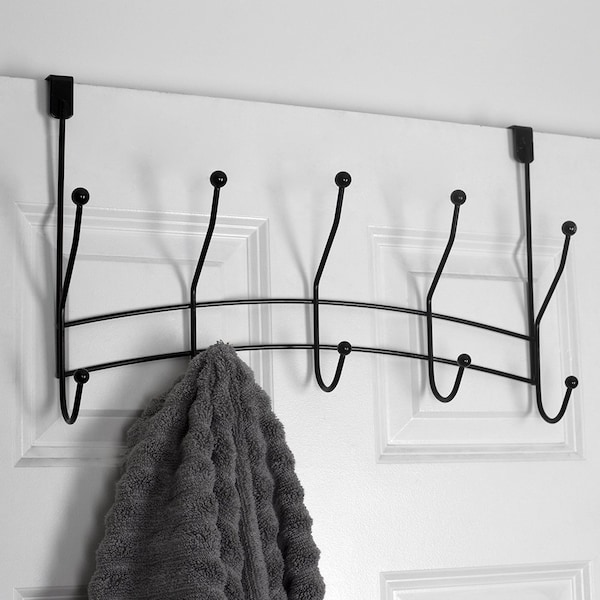 Home Basics Home Basics Shelby 5 Hook Over the Door Hanging Rack, Black - ZOR96199