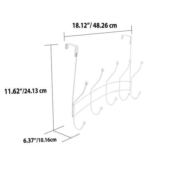 Home Basics Home Basics Shelby 5 Hook Over the Door Hanging Rack, White - ZOR96201