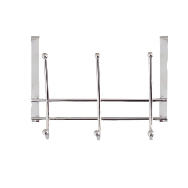 Home Basics Home Basics Chrome Plated Over the Door 3 Double-Hook Hanging Rack - ZOR96209