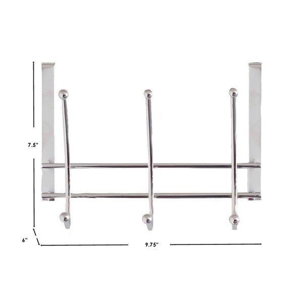 Home Basics Home Basics Chrome Plated Over the Door 3 Double-Hook Hanging Rack - ZOR96209