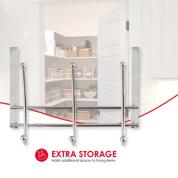Home Basics Home Basics Chrome Plated Over the Door 3 Double-Hook Hanging Rack - ZOR96209