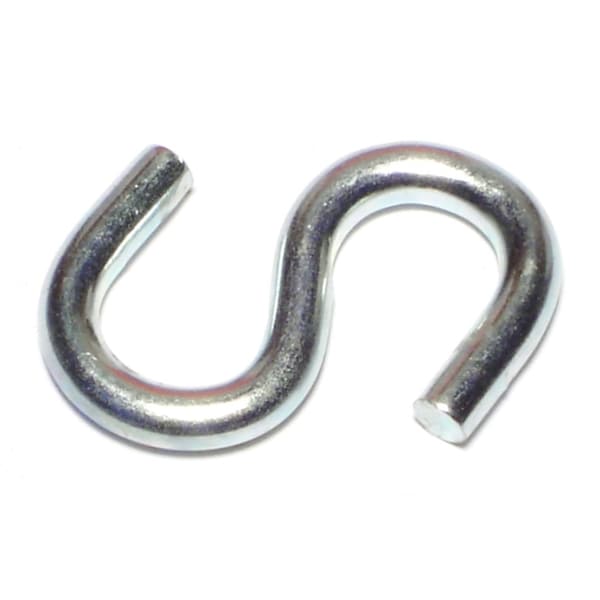 Midwest Fastener 11/64" x 7/16" x 1-1/2" Zinc Plated Steel Open S Hooks 1 12PK - 60706