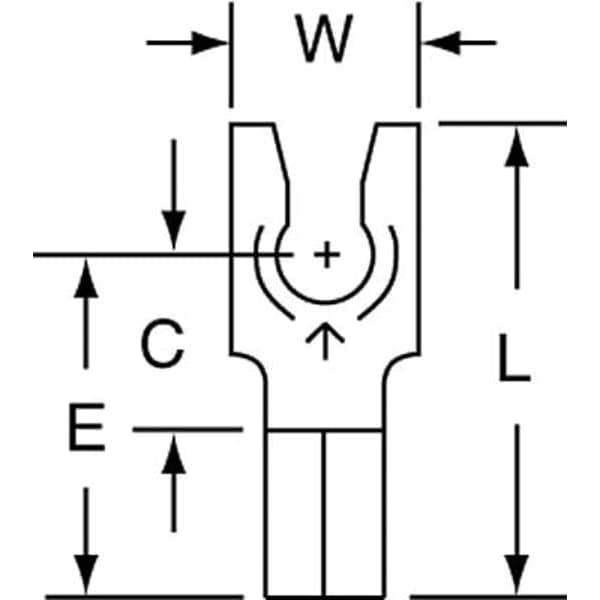 Terminal de horquilla bloqueable no aislado de calibre 16-14 AWG para perno #6, paquete de 1000 unidades - MU14-6FLK