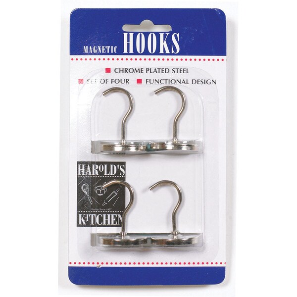 Harold Import Co Harold's Kitchen Silver Steel Magnetic Hooks, PK4 - 43103