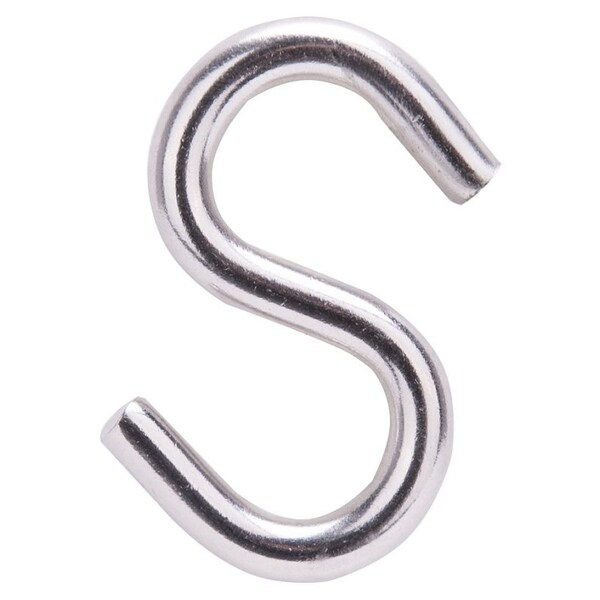 Prosource S-Hook, 289 lb Working Load, 19/64 in Dia Wire, Stainless Steel, Stainless Steel - LR379