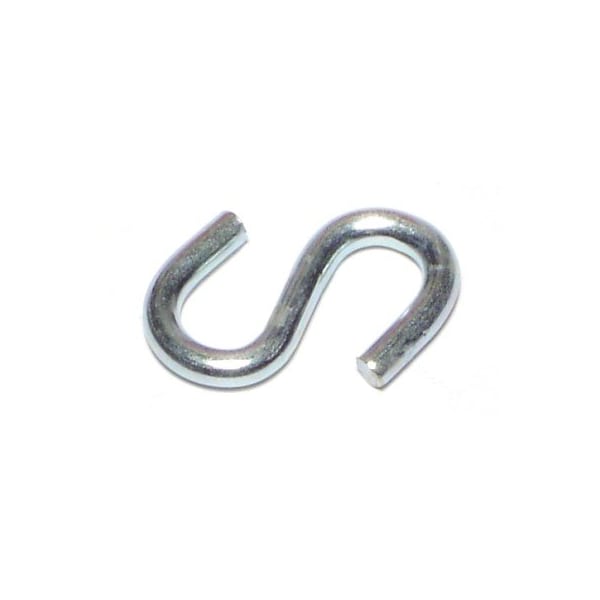 Midwest Fastener 1/8" x 3/8" x 1" Zinc Plated Steel Open S Hooks 18 18PK - 60703