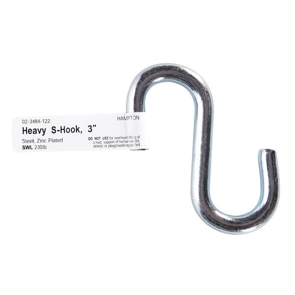 Hampton Hampton Small Zinc-Plated Silver Steel 3 in. L S-Hook 230 lb 1 pk - 02-3484-122