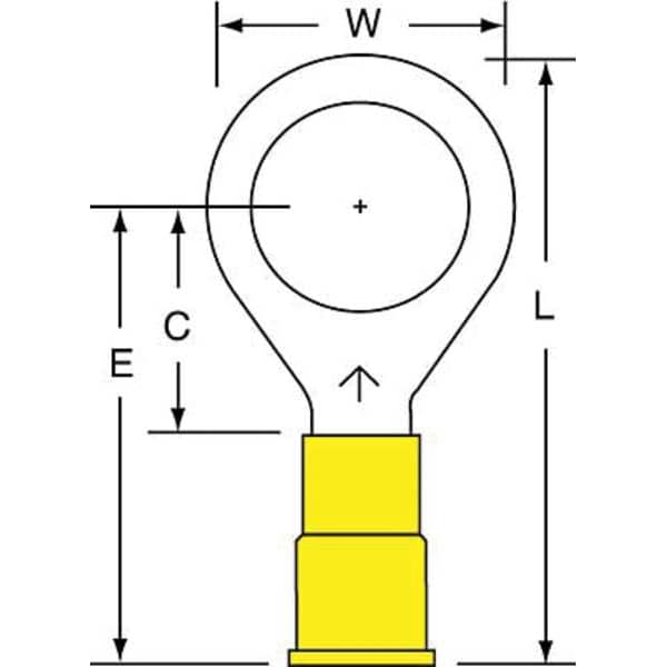 Terminal de anillo de vinilo de 3M 12-10 AWG, 1/2" Stud, Paquete de 500 - MV10-12RK