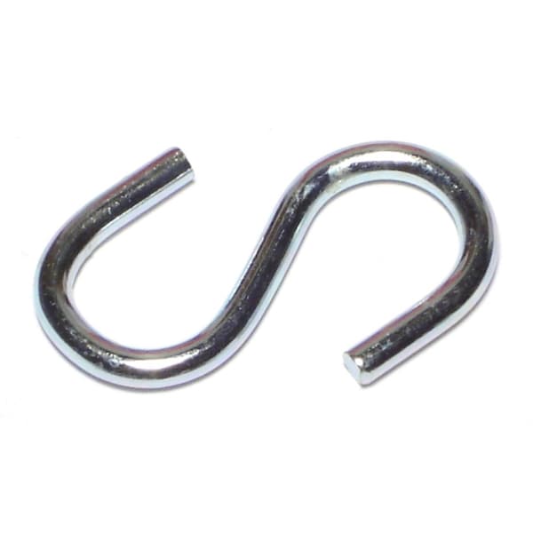 Midwest Fastener 9/64" x 1/2" x 1-5/8" Zinc Plated Steel Open S Hooks 15PK - 60704