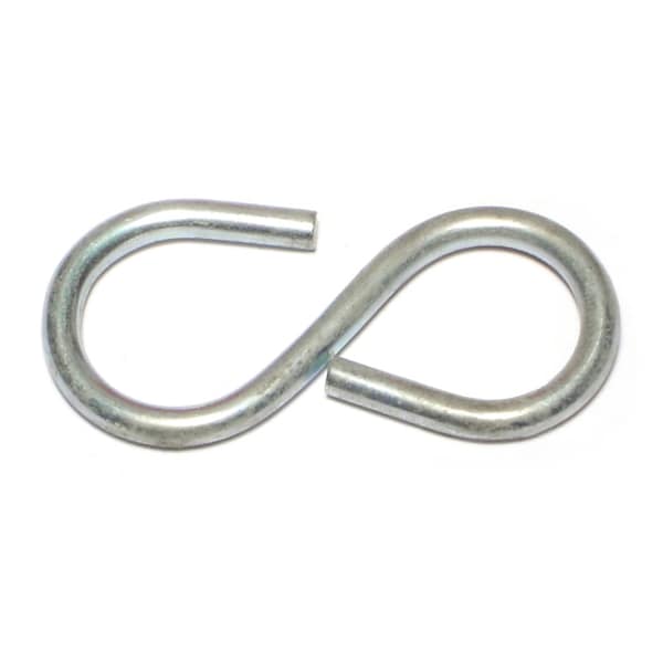 Midwest Fastener 11/64" x 3/4" x 2-1/8" Zinc Plated Steel Open S Hooks 50PK - 51808