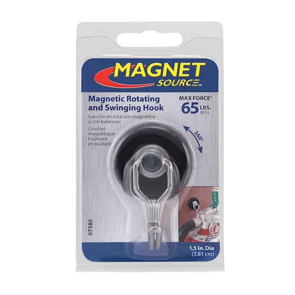 Master Magnetics Magnet Source .29 in. L X 1.5 in. W Black Rotating Magnetic Hook 65 lb. pull 1 pc - 07580