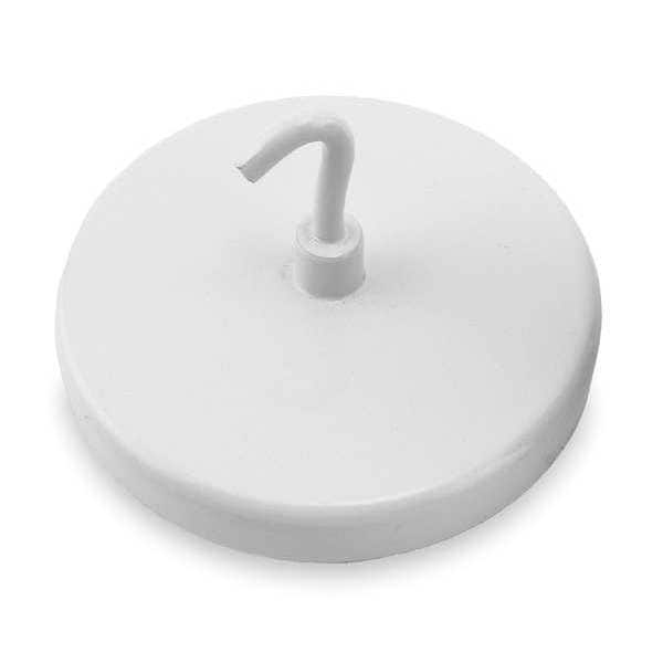 Zoro Select Magnetic Hook, White, 55 Lb, 2.625 In Dia - 3DXZ6