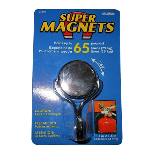 The Magnet Source Magnet Source .5 in. L X 1.5 in. W Silver Magnetic Hook 65 lb. pull 1 pc - 07548