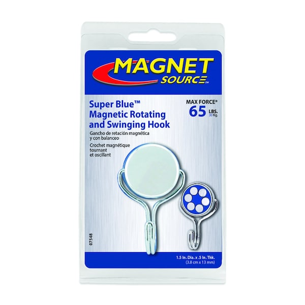 The Magnet Source Magnet Source .5 in. L X 1.5 in. W Silver Magnetic Hook 65 lb. pull 1 pc - 07548
