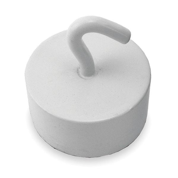 Zoro Select Magnetic Hook, Neodymium, White, 61 Lb - 3DXZ4