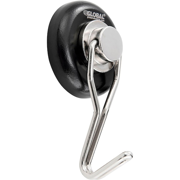 Global Industrial Neodymium Swiveling Magnetic Hook, Black Powdered Coat, 65 Lbs. Pull, 6PK - 320755