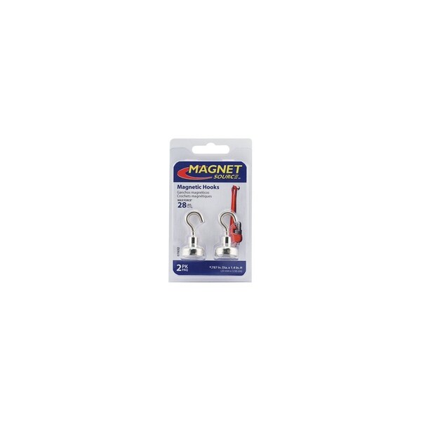 Magnet Source Magnetic Hook 1.4in L X .787in W Silver Neodymium 28 lb. pull Silver Pair - 7632