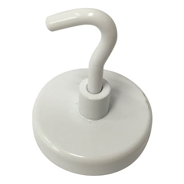 Zoro Select Magnetic Hook, White, 14 Lb, PK2 - 3DXY9