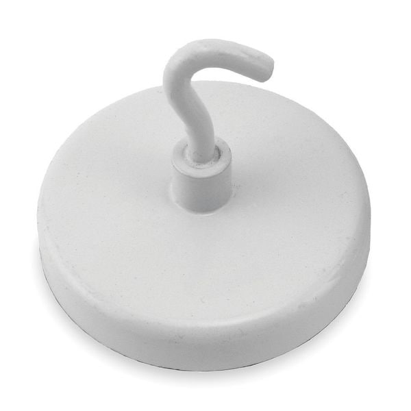 Zoro Select Magnetic Hook, White, 26 Lb, 1.835 In Dia - 3DXZ5