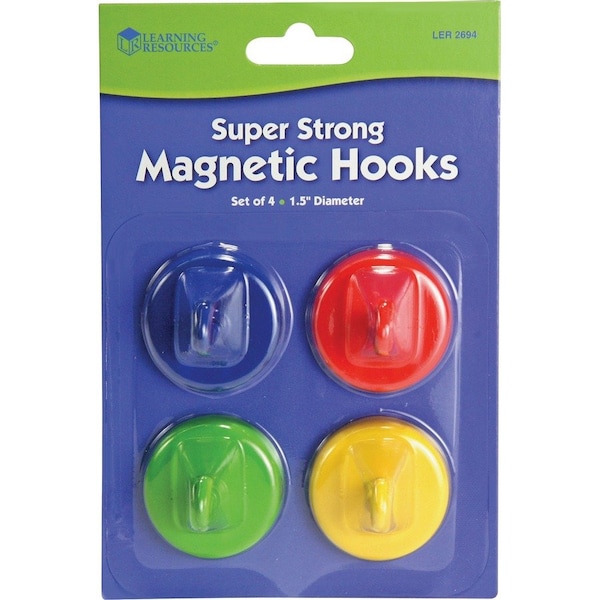 Learning Resources Super Strong Magnetic Hooks, 4/PK, Multi PK - LRNLER2694