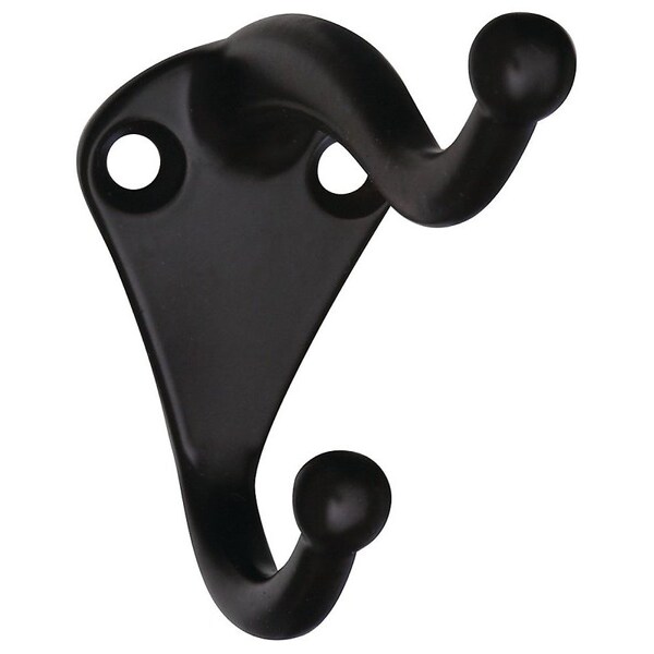 National Hardware V160 Coat and Hat Hook, 35 lb, 2-Hook, Zinc, Oil-Rubbed Bronze - N330-761