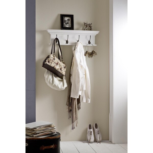 Escenografia Halifax 4-Hook Coat Rack, White - 27.6 x 3.9 x 7.9 in. - ES2626238