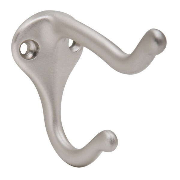 Schlage Schlage 1-3/4 in. L Satin Nickel Silver Brass Medium Coat and Hat Hook 1 pk - SPS571MB-619