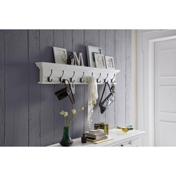 Nova Solo Halifax 8-Hook Coat Rack, White - 3.94 x 51.18 x 7.87 in. - D161