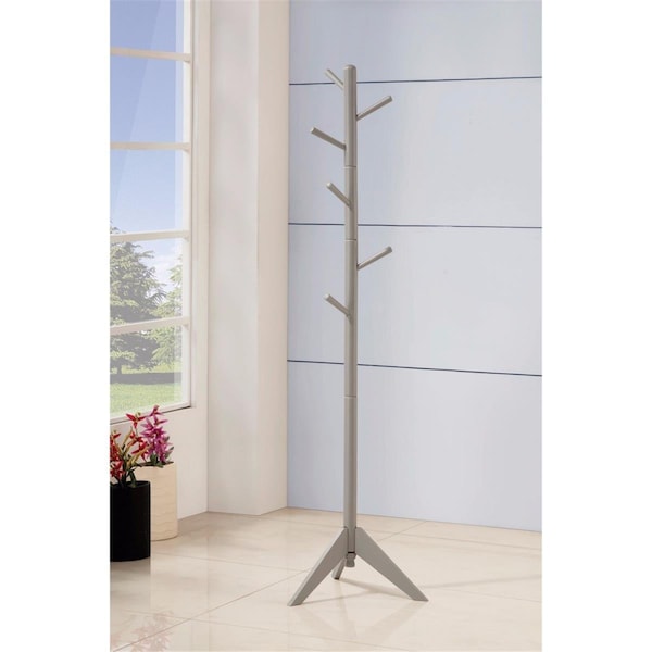 Benzara Well-made Metal Coat Rack with Six Pegs, Gray - BM159260