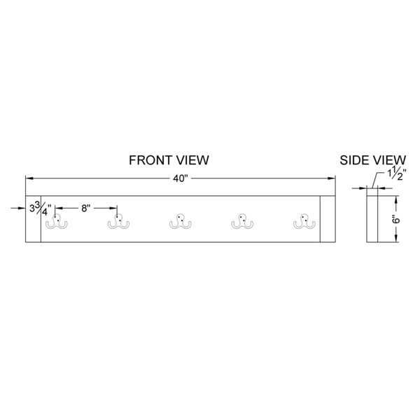 Alaterre Furniture Newport 40" Coat Hook - ANNP2471