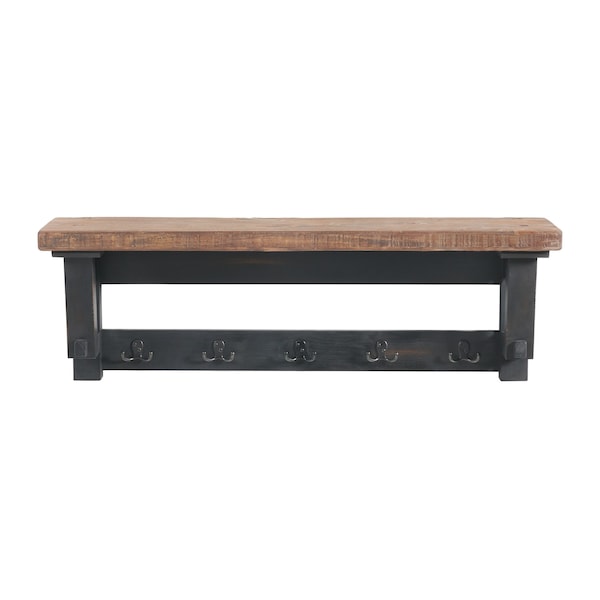 Alaterre Furniture Adam 42"L Wood Coat Hook with Shelf - ANAD24RNB