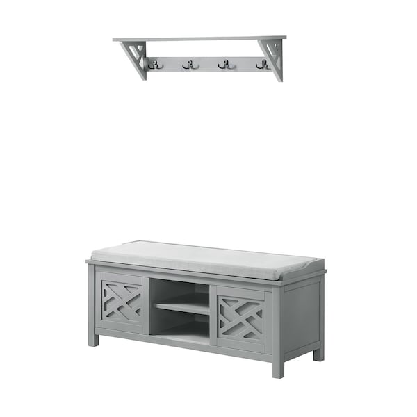 Alaterre Furniture Coventry 36"W Coat Hook with Bench Hall Tree Set, Gray - ANCT030940