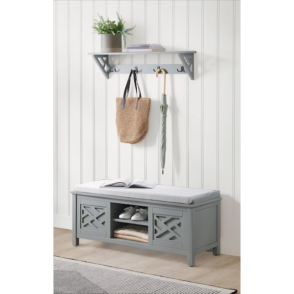 Alaterre Furniture Coventry 36"W Coat Hook with Bench Hall Tree Set, Gray - ANCT030940