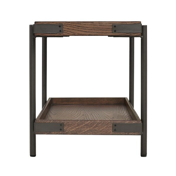 Alaterre Furniture Kyra 42"L Oak and Metal Coat Hook with Shelf and Bench Set - ANKY0324RBG