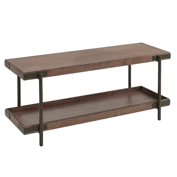 Alaterre Furniture Kyra 42"L Oak and Metal Coat Hook with Shelf and Bench Set - ANKY0324RBG