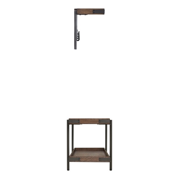 Alaterre Furniture Kyra 42"L Oak and Metal Coat Hook with Shelf and Bench Set - ANKY0324RBG