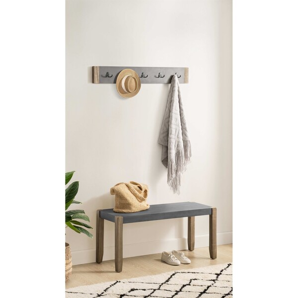 Alaterre Furniture Newport 40" Coat Hook and Faux Concrete Bench Set - ANNP032471