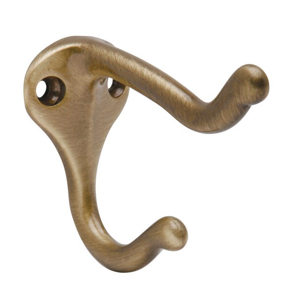 Schlage Schlage 1-3/4 in. L Antique Brass Brass Medium Coat and Hat Hook 1 pk - SPS571MB-609