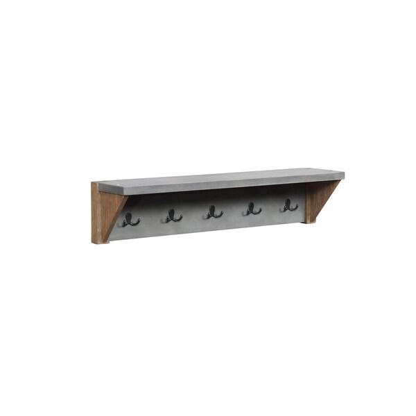 Alaterre Furniture Newport 40" Coat Hook with Shelf and Rush Bench Set - ANNP042971
