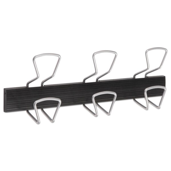 Alba Wall-Mount Coat Hooks, Metal, Silver, 22 lb, 18.11" x 2.95" x 6.45" - PMPRO3M