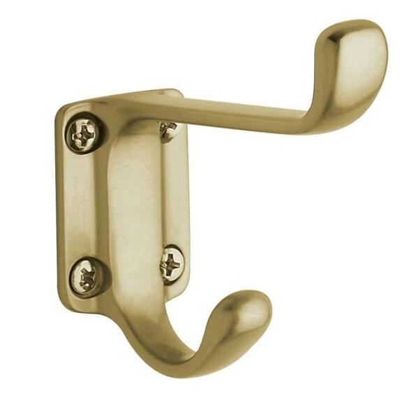 Baldwin Estate Satin Brass with Brown Coat Hooks, Projection: 3-1/4" - 0781.060