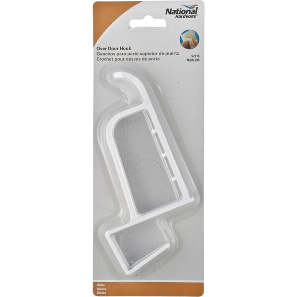 National Hardware V2715 Long Over Door Valet Hook - White - N308-296