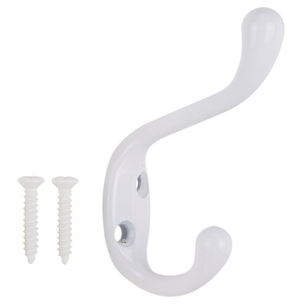 Prosource Coat and Hat Hook, 22 lb, 2-Hook, 1-1/64 in Opening, Zinc - H6721007W-PS