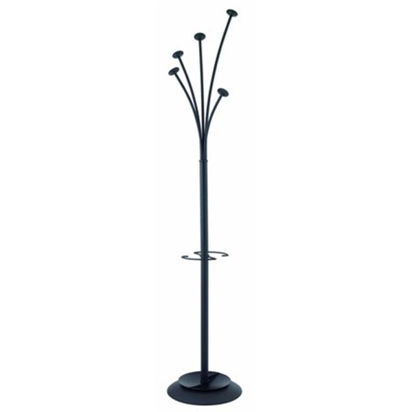 Rlm Distribution Festival Coat Stand in Black, with 5 Black Rounded Coat Pegs and an Integrated Umbrella Holder - HO2518782