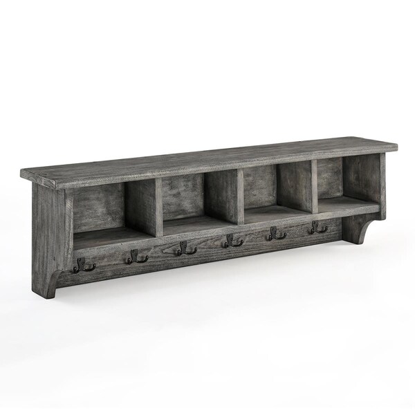 Fondo 48 in. Pomona Metal & Wood Entryway Coat Hook with Storage Cubbies, Slate Gray - FO3250802